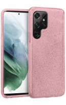 Луксозен силиконов гръб ТПУ с брокат за Samsung Galaxy S22 Ultra 5G S908B розов 